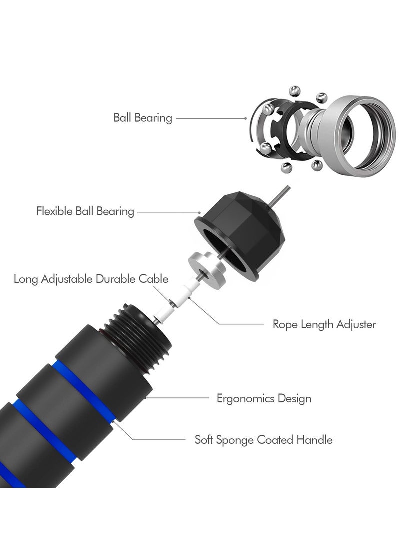 حبل القفز، حبل القفز مع مقبض الرغوة القابل للضبط، حبل القفز السريع الحر المشابك مع محامل الكرات من أجل اللياقة البدنية، مناسب لللياقة البدنية، التمارين المنزلية وجسم رشيق - Image 2