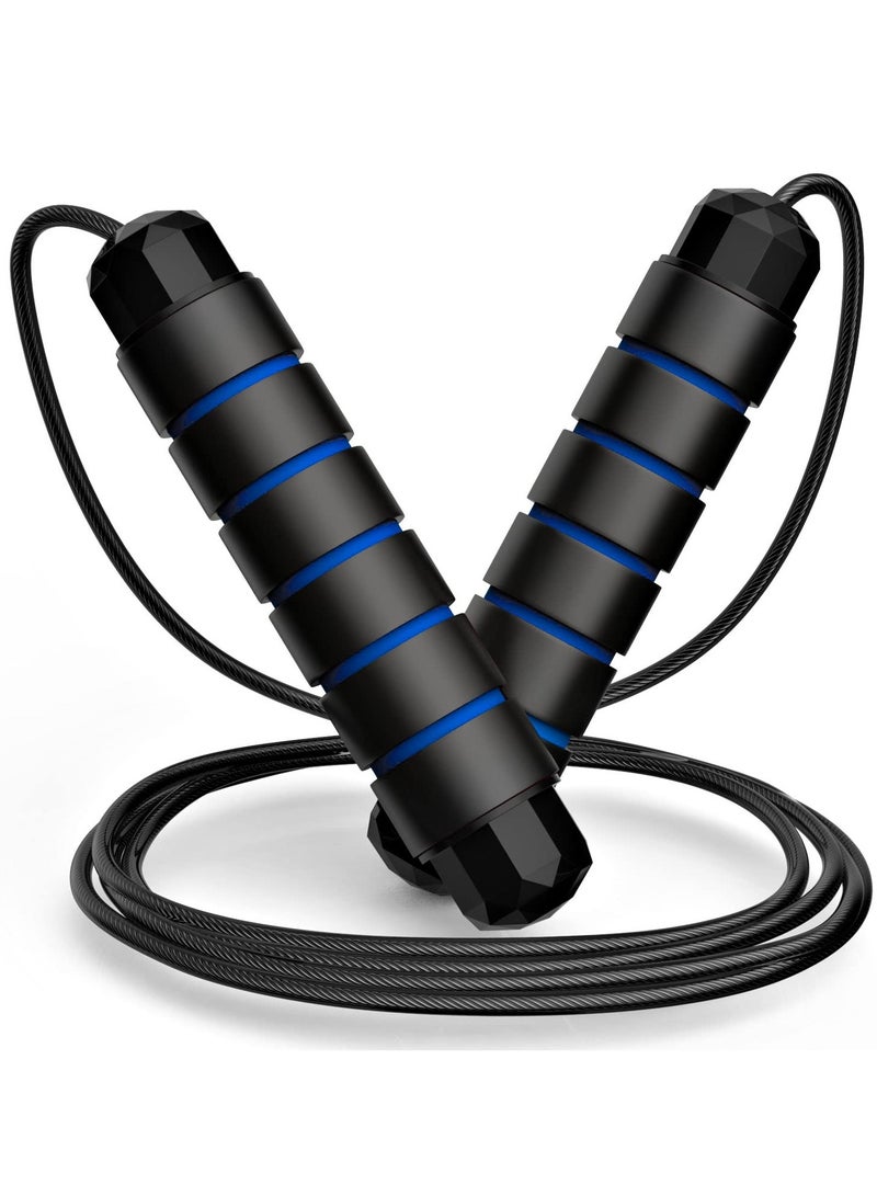 حبل القفز، حبل القفز مع مقبض الرغوة القابل للضبط، حبل القفز السريع الحر المشابك مع محامل الكرات من أجل اللياقة البدنية، مناسب لللياقة البدنية، التمارين المنزلية وجسم رشيق - Image 1