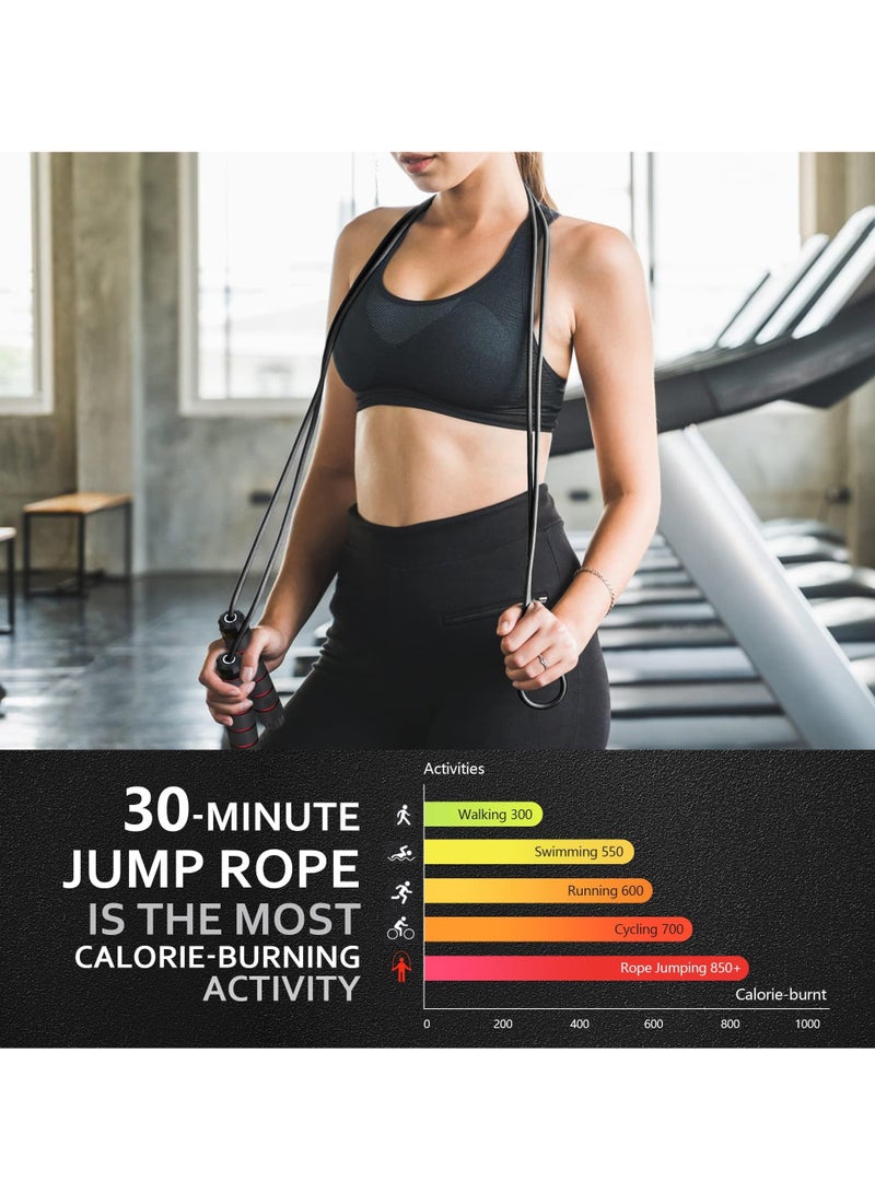 حبل القفز، حبل القفز مع مقبض الرغوة القابل للضبط، حبل القفز السريع الحر المشابك مع محامل الكرات من أجل اللياقة البدنية، مناسب لللياقة البدنية، التمارين المنزلية وجسم رشيق - Image 5