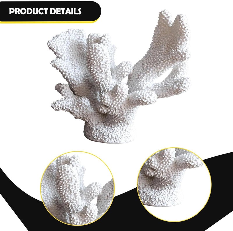 Artificial Coral Statue Resin Coral Decor Sculpture Nautical Decoration for Home Ornament and Suitable for Modern Room Bedroom, White 23cmx19cm - Image 2