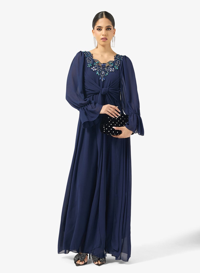 Khizana Embroidered Dress With Puff Sleeves - Image 1