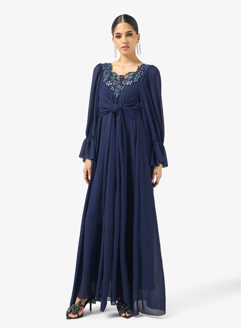Khizana Embroidered Dress With Puff Sleeves - Image 4
