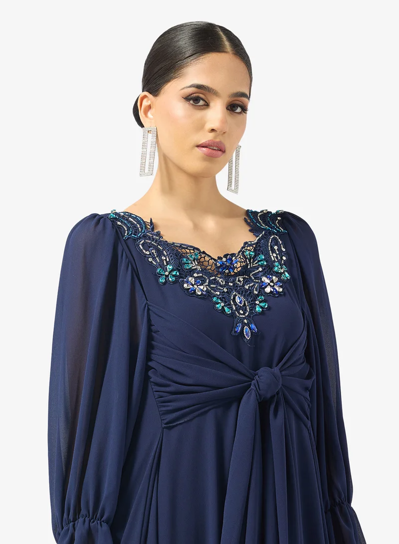 Khizana  Embroidered Dress With Puff Sleeves for Women | Best Price UAE