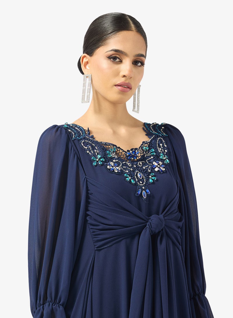 Khizana Embroidered Dress With Puff Sleeves - Image 3