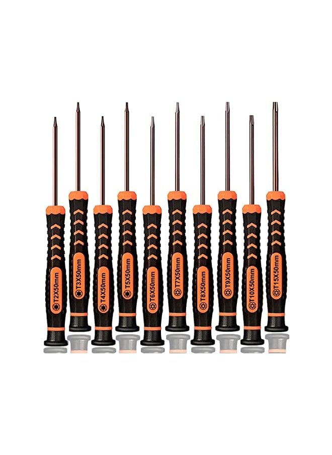 Excefore - Screwdriver Set Of T2 T15 10 Piece Magnetic Small Torx Security Screwdrivers With T2 T3 T4 T5 T6 T7 T8 T9 T10 T15 Star Screwdriver Tool Kit For Xbox Ps3 Ps4 Knife Computer And Other Device - Image 1