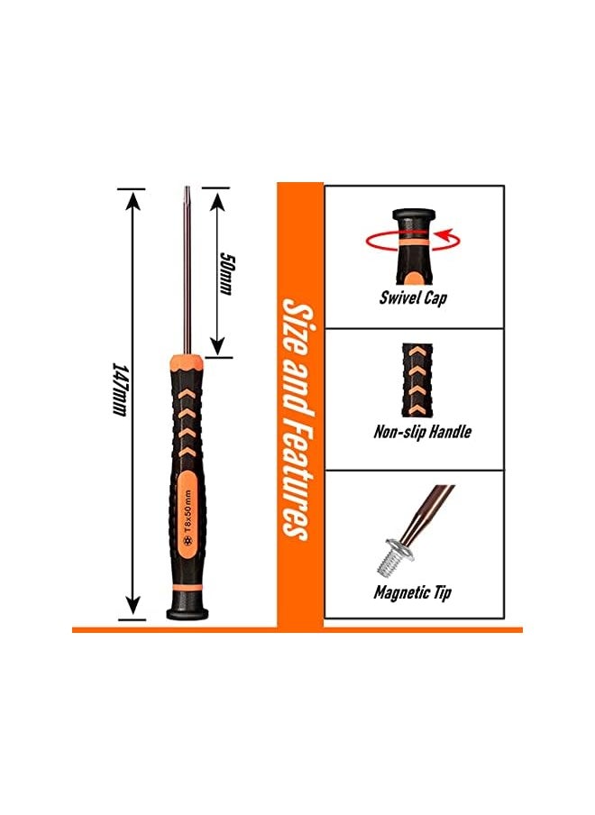 Excefore - Screwdriver Set Of T2 T15 10 Piece Magnetic Small Torx Security Screwdrivers With T2 T3 T4 T5 T6 T7 T8 T9 T10 T15 Star Screwdriver Tool Kit For Xbox Ps3 Ps4 Knife Computer And Other Device - Image 1