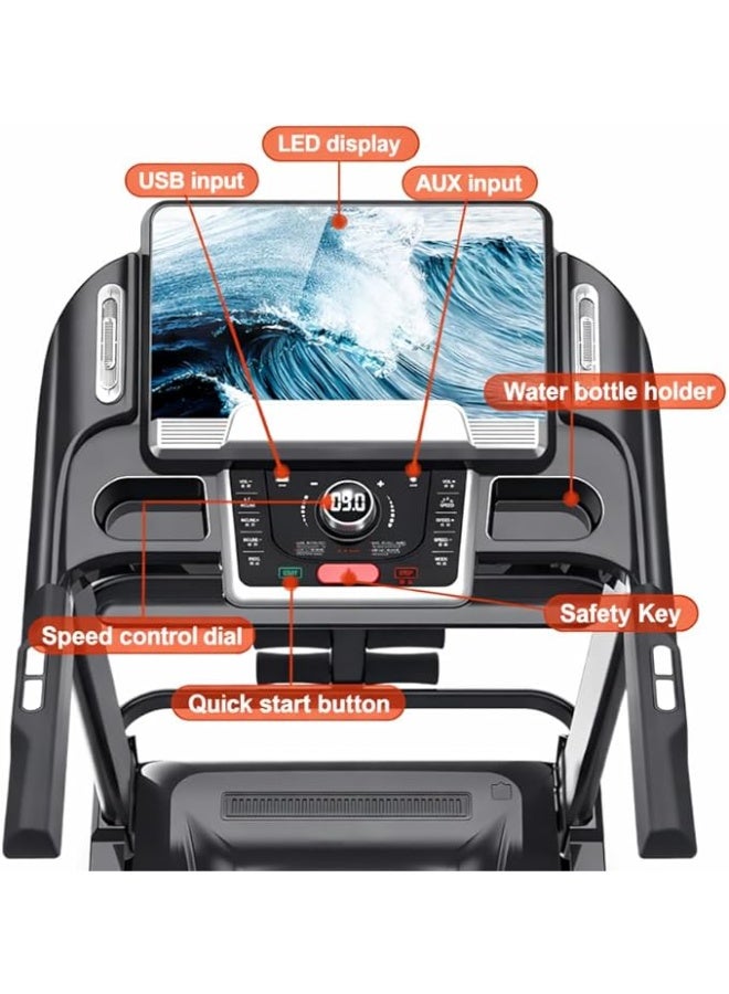Marshal Fitness 8.0HP Auto Incline Electric Treadmill for Home Use – Foldable Running Machine with Bluetooth Speaker, LED Display, 24 km/h Speed, Heavy-Duty Home Gym Fitness Equipment - Image 3