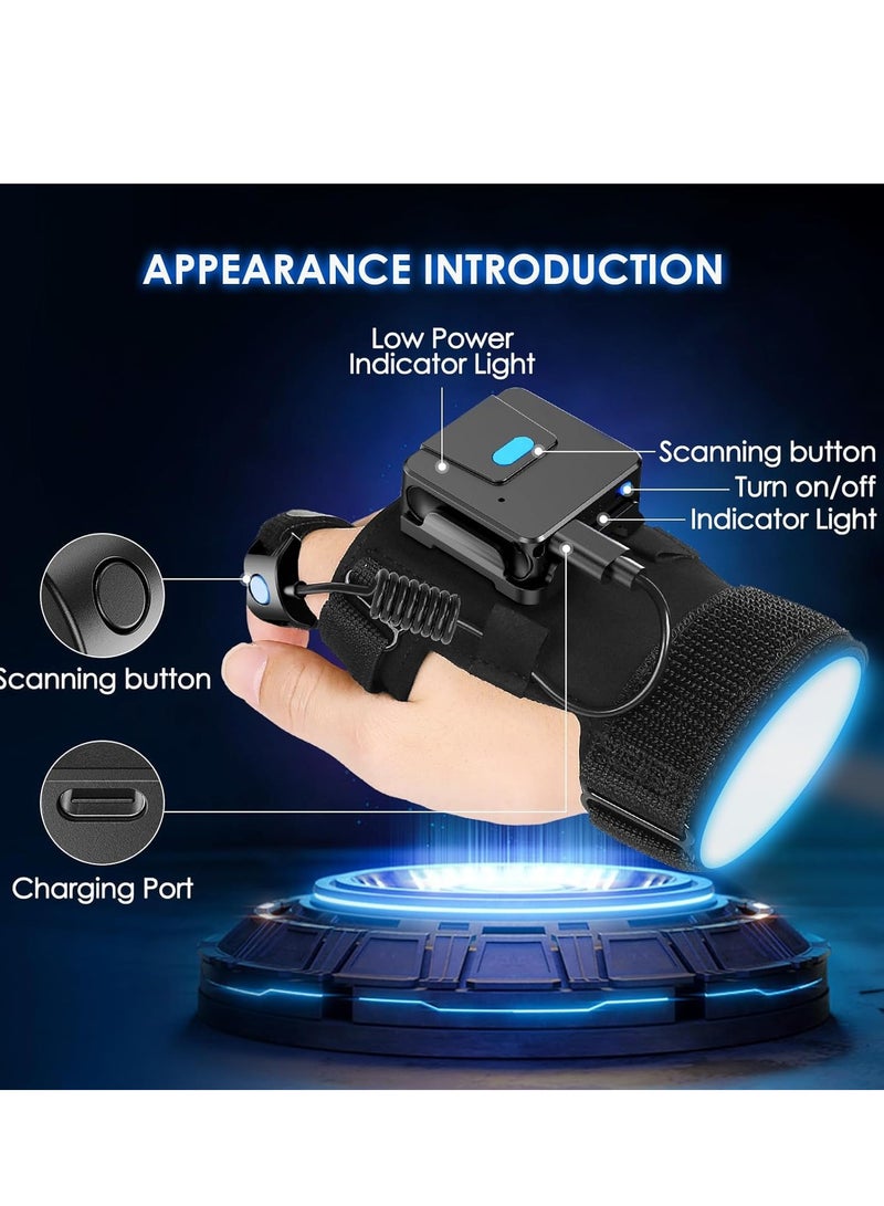 Wearable Glove QR Code Scanner, 1D 2D Finger Ring Bluetooth Barcode Left&Right Hand Wearable, Portable Wireless Book Inventory Bar Reader Compatible with iPhone iPad Android Tablet  - Image 3