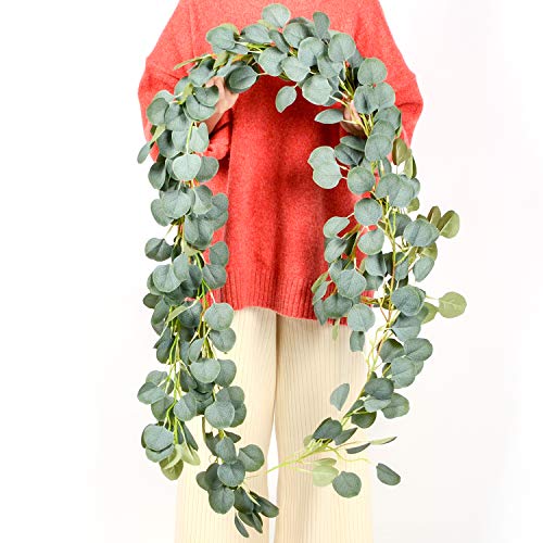 DearHouse 2PCS Eucalyptus Garlands Artificial Greenery Garland Faux Silk Eucalyptus Vines Wedding Backdrop Wall Decor Flower Arrangement - Image 5