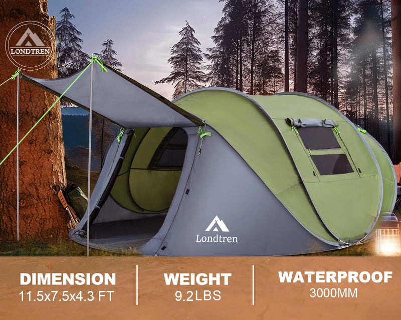 Londtren 4-5 Person Easy Pop Up Tent Waterproof Automatic Setup 2 Doors-Instant Family Tents for Camping Hiking & Traveling - Image 3