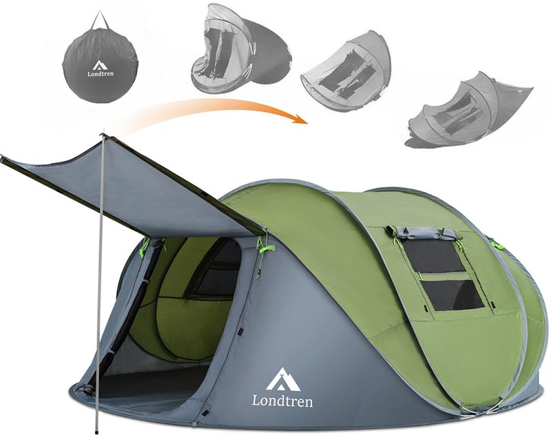 Londtren 4-5 Person Easy Pop Up Tent Waterproof Automatic Setup 2 Doors-Instant Family Tents for Camping Hiking & Traveling - Image 1