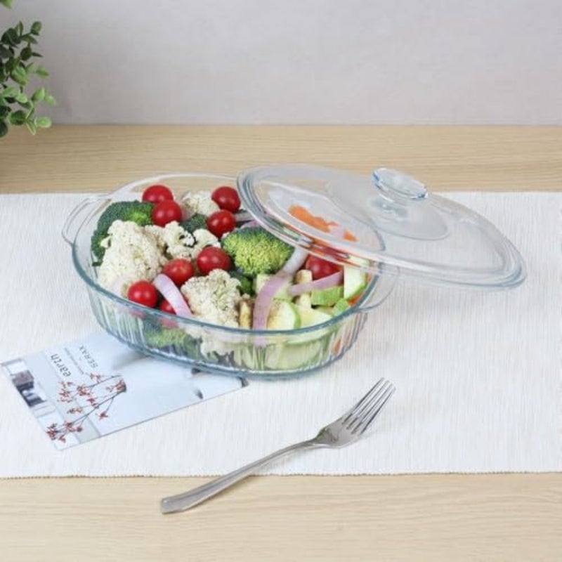 Kitchen oven-safe glass casserole set 1800ml 2800ml in transparent color, heat-resistant borosilicate glass for baking and serving - Image 1