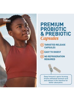 Dr. Tobias Deep Immune Probiotics & Prebiotics 4.4 Billion Cfu Probiotics For Women & Men Supports Digestive Health Gut Immune Function Nutrient Absorption 120 Capsules 60 Servings  - Image 5