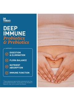 Dr. Tobias Deep Immune Probiotics & Prebiotics 4.4 Billion Cfu Probiotics For Women & Men Supports Digestive Health Gut Immune Function Nutrient Absorption 120 Capsules 60 Servings  - Image 4