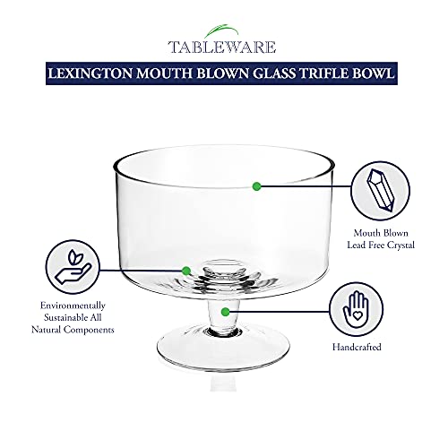 Badash Lexington Glass Trifle Bowl - 9" Food-Safe Crystal Serving Bowl for Dessert, Fruit, Salad - Elegant European Mouth-Blown Lead-Free Crystal - Image 2
