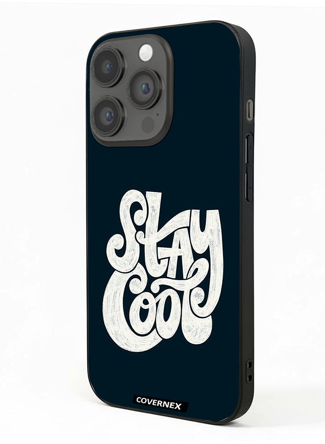 Covernex Apple iPhone 14 Pro Protective Case Cover Printed Featuring Stay Cool Retro Croovy Typography - Image 1
