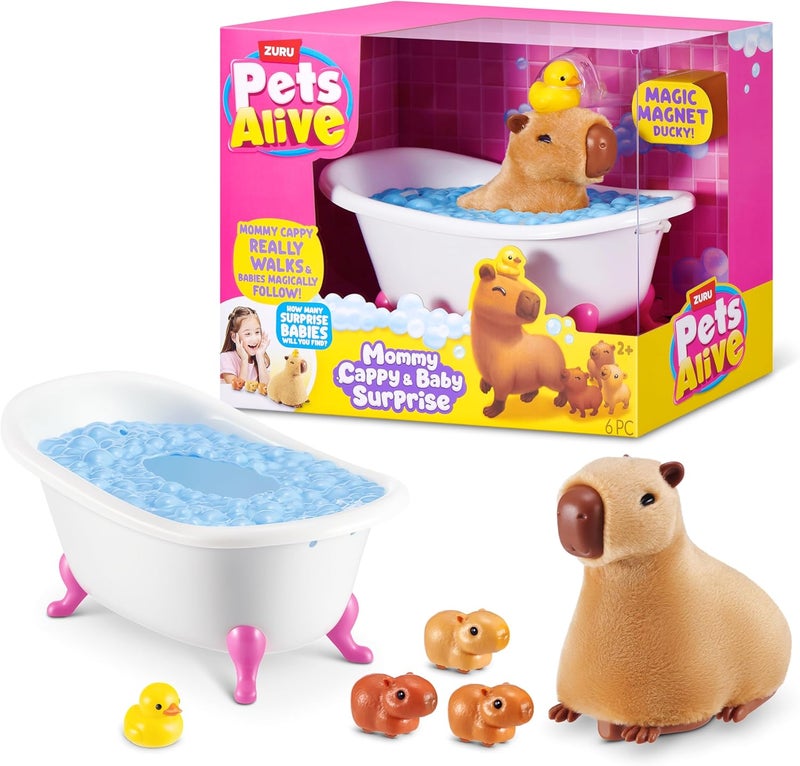 ZURU Pets Alive Mommy Capybara and Baby Surprise by ZURU - Robotic Walking Mommy Capybara with Baby Cappybara Toys, for Girls 2+ - Image 1