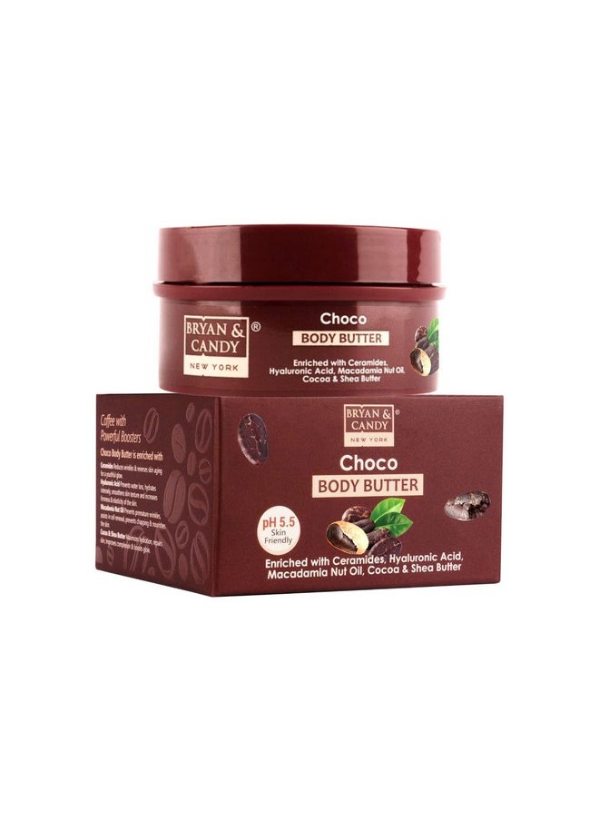 BRYAN & CANDY BRYAN & CANDY Body Butter pH 5.5 for 72Hrs Moisturization. Enriched with Ceramides and hyaluronic acid, |Non-Sticky Moisturizer for Women & Men (Choco, 100gm)  - Image 1