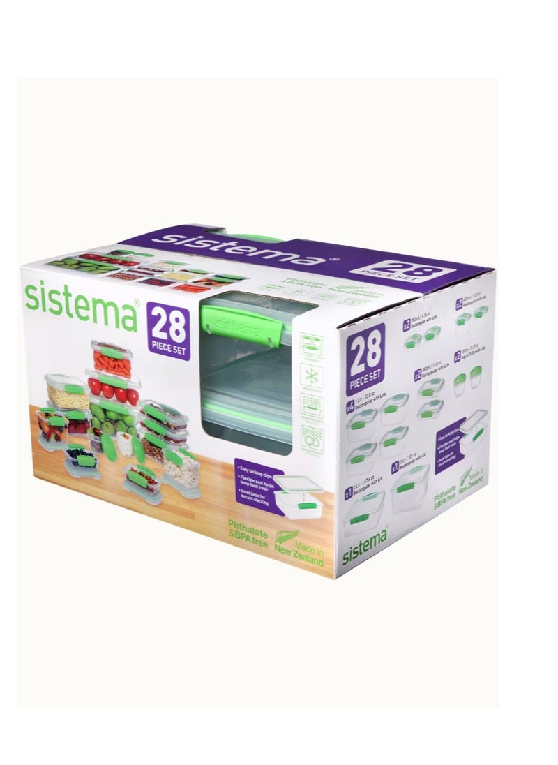 sistema - Food Storage Container Set, 28-pieces Dishwasher safe, Microwave safe, Freezer safe - Image 1