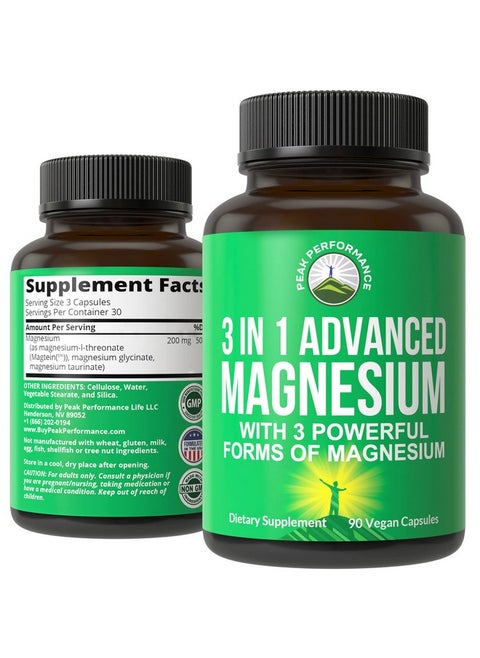 3 In 1 Advanced Magnesium Complex Vegan Capsules With Magnesium Lthreonate Magnesium Glycinate Magnesium Taurinate. High Absorption And Bioavailability. 3 Top Magnesiums In One Supplement 90 Pills