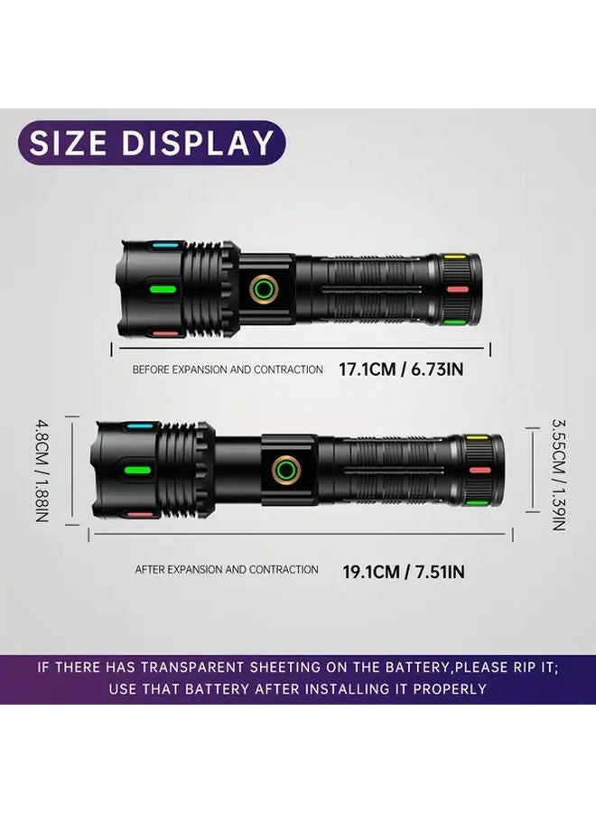 GDSIZHE Handheld Flashlight USB Rechargeable High Lumen Zoom Torch 5 Modes Telescopic Zoom Camping Lighting - Image 4