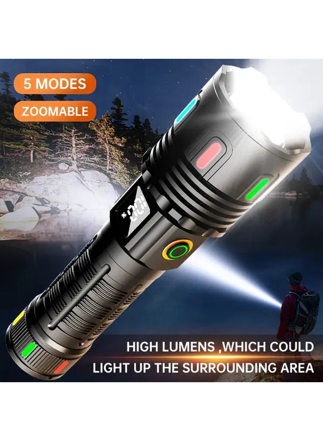 GDSIZHE Handheld Flashlight USB Rechargeable High Lumen Zoom Torch 5 Modes Telescopic Zoom Camping Lighting - Image 2