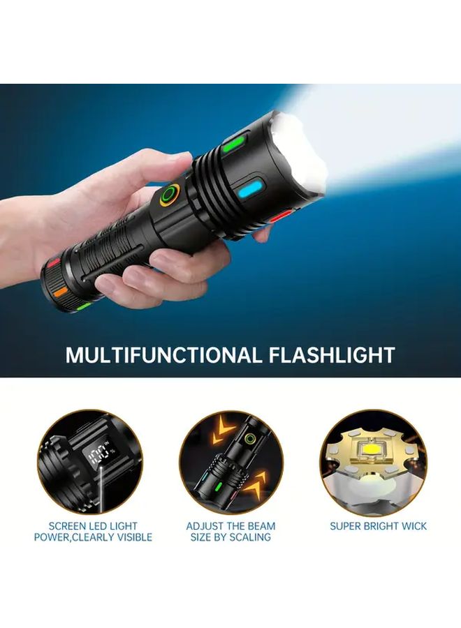 GDSIZHE Handheld Flashlight USB Rechargeable High Lumen Zoom Torch 5 Modes Telescopic Zoom Camping Lighting - Image 3