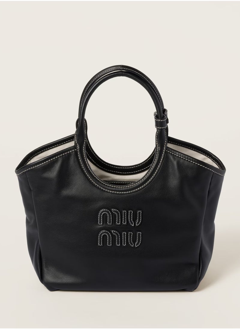 Miu Miu MIU IVY Leather Tote Bag, Women's Hand Bag, Women's Hobo Bag, Women's Shoulder Bag, Women's Cross Body Bag, Women's Travel Bag, Black  - Image 1