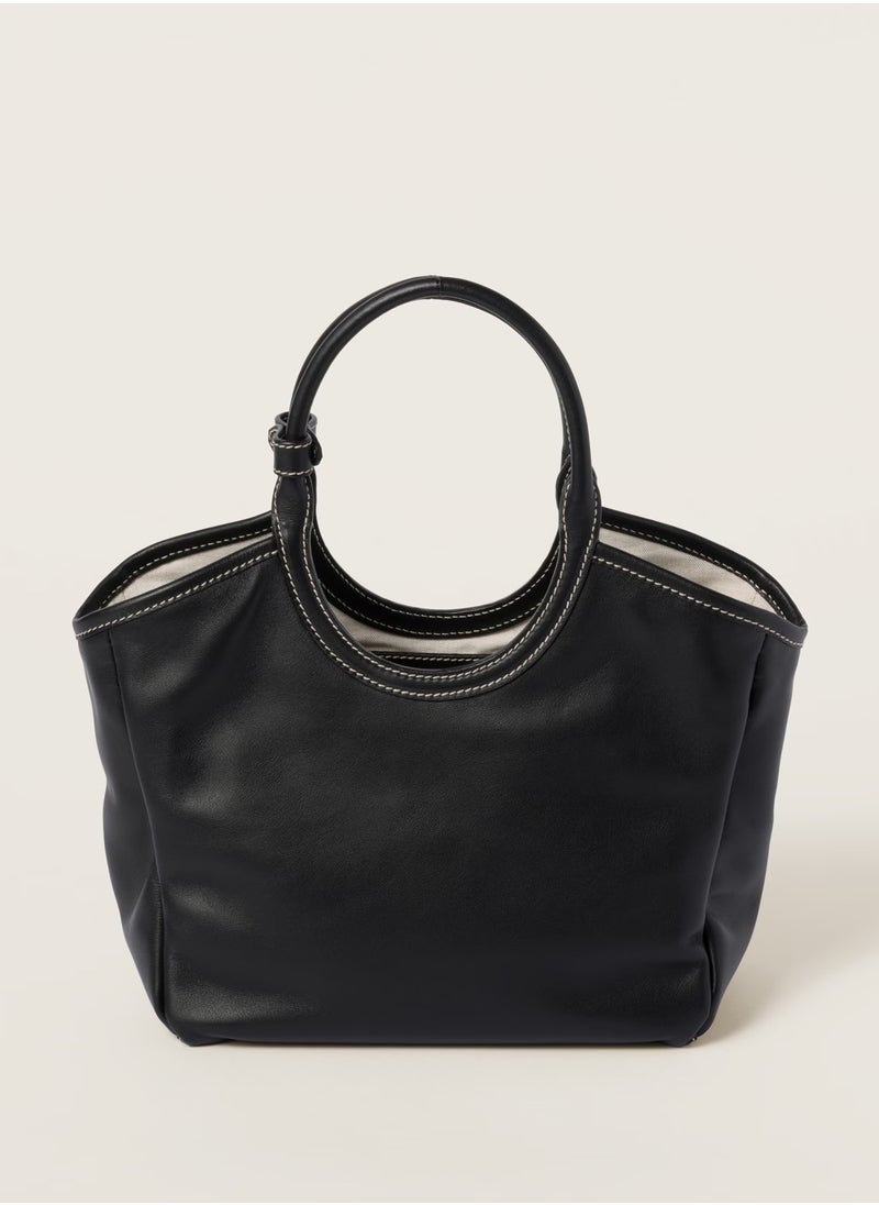 Miu Miu MIU IVY Leather Tote Bag, Women's Hand Bag, Women's Hobo Bag, Women's Shoulder Bag, Women's Cross Body Bag, Women's Travel Bag, Black  - Image 4