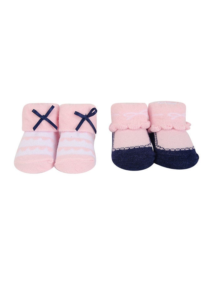 hudson baby 3 Piece Headband And 2 Piece Socks Set Pink Polka Dot  - Image 4
