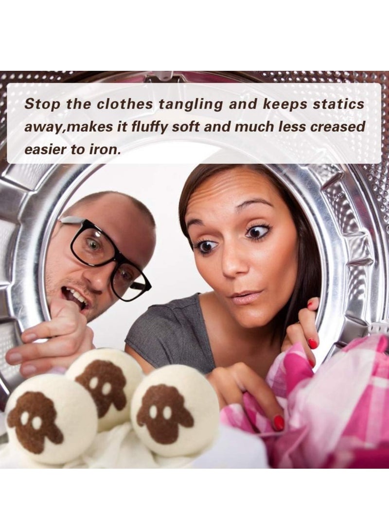 Tumble Dryer Balls, 6 Pack Wool Dryer Balls for Laundry, XL Size Reusable Laundry, Reduce Drying Time, Wrinkles and Static, Soften Fabric, Reduce Tangle and Make Clothes Fluffy, White for Tumble Dryer - Image 5