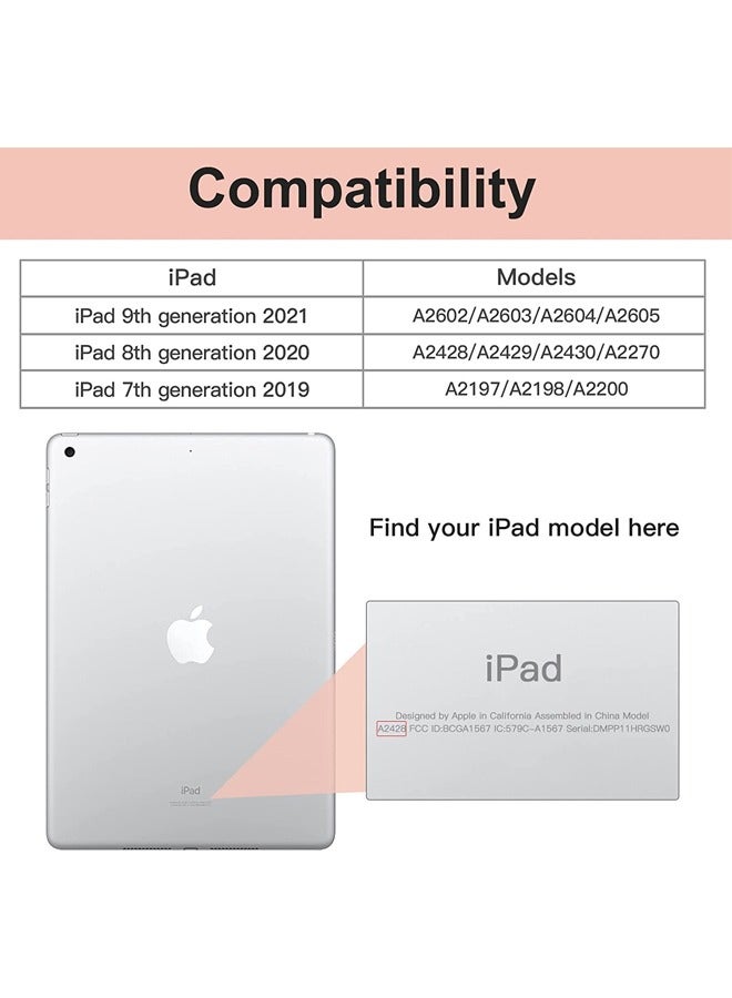 Rock Pow Case Cover for Apple iPad 10.2 Inch 2021/2020/2019 (9th/8th/7th) Model with Pencil Holder,Slim Tablet Cover with Soft TPU Back,Auto Wake/Sleep for iPad 10.2 inch  - Image 2