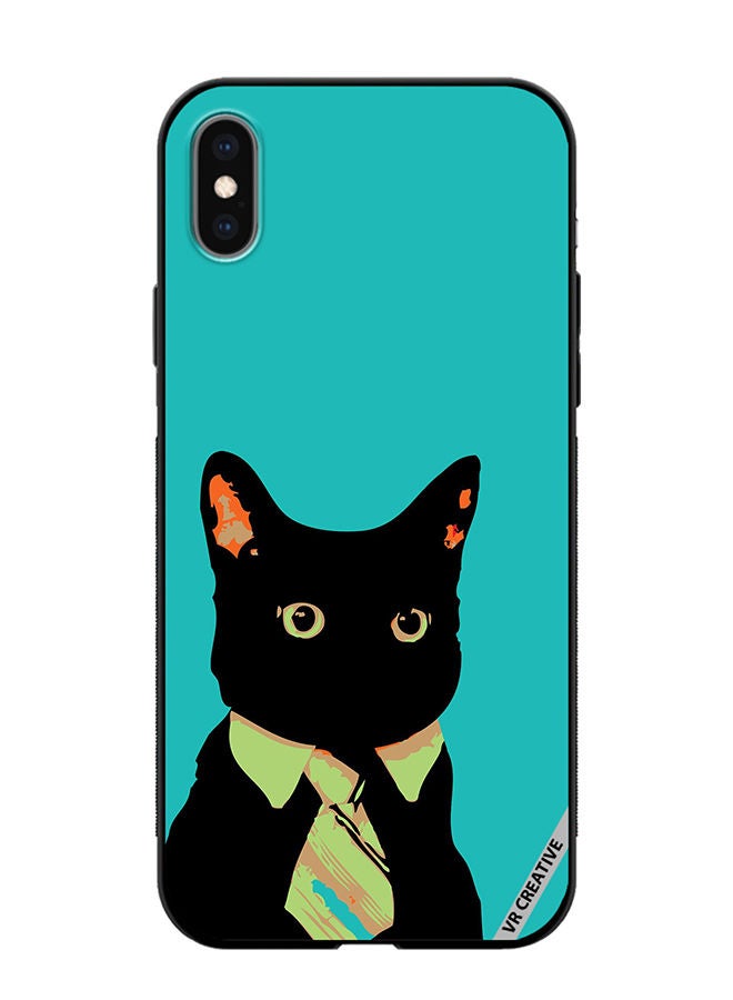 VR CREATIVE Protective Case Cover For Apple iPhone XS Max Business Cat Design Multicolour - Image 1