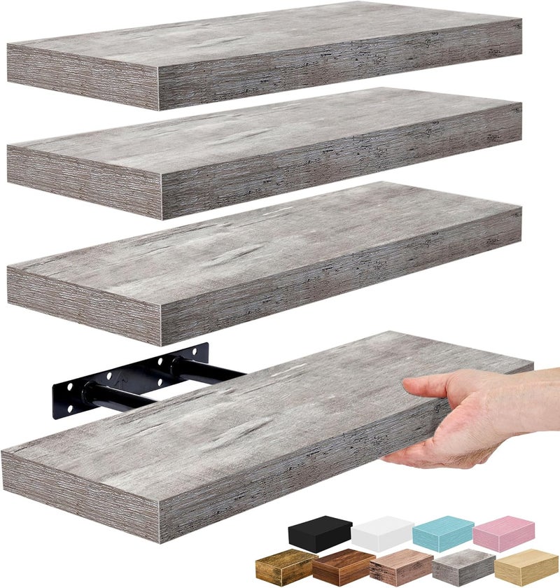 Sorbus Floating Shelves for Wall, Bathroom Shelves Wall Mounted for Kitchen, Bedroom, Living Room, Bathroom Storage, Over Toilet, Hanging Book Shelf for Wall Home Decor (4 Pack) - Image 1