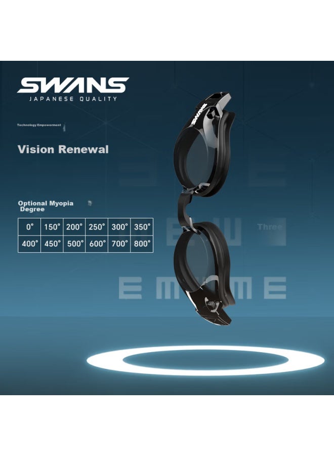 Swans Swimming Goggles, Imported From Japan, Waterproof, Anti-fog, High-definition, For Children, Myopia, Men And Women, Swimming Equipment, Fox2-5 Black And White - Image 3