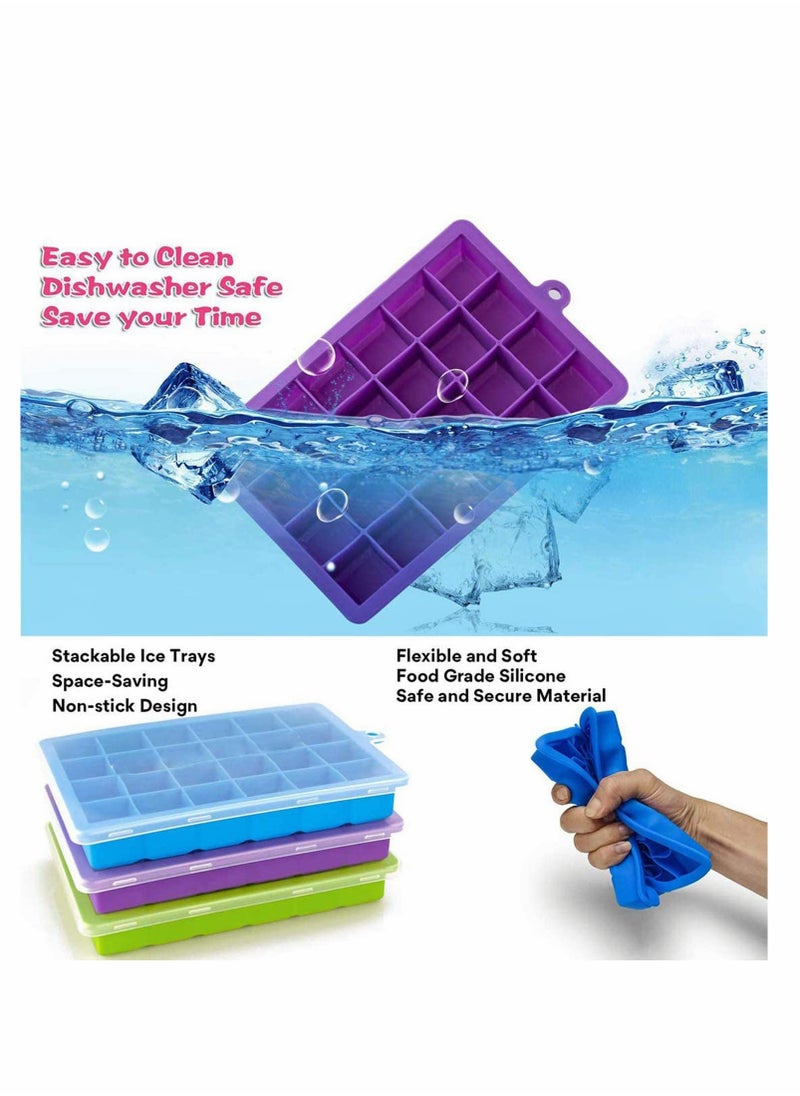SYOSI - Ice Cube Trays Easy-Release Silicone & Flexible 24-Ice Cube Trays With Spill-Resistant Removable Lid Bpa Free For Freezer Stackable Ice Trays With Covers And Dishwasher Safe 2 Piece - Image 1
