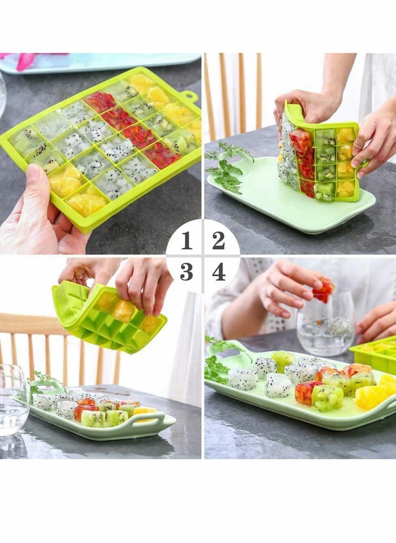 SYOSI - Ice Cube Trays Easy-Release Silicone & Flexible 24-Ice Cube Trays With Spill-Resistant Removable Lid Bpa Free For Freezer Stackable Ice Trays With Covers And Dishwasher Safe 2 Piece - Image 1
