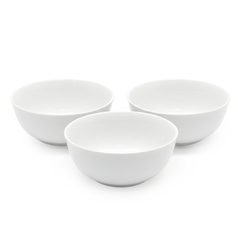 Shallow RAF 3PCS Porcelain Bowl Set – 12cm White Snack & Serving Bowls for Daily Use, Ramadan, Eid, Diwali & Festive Hosting - Image 1