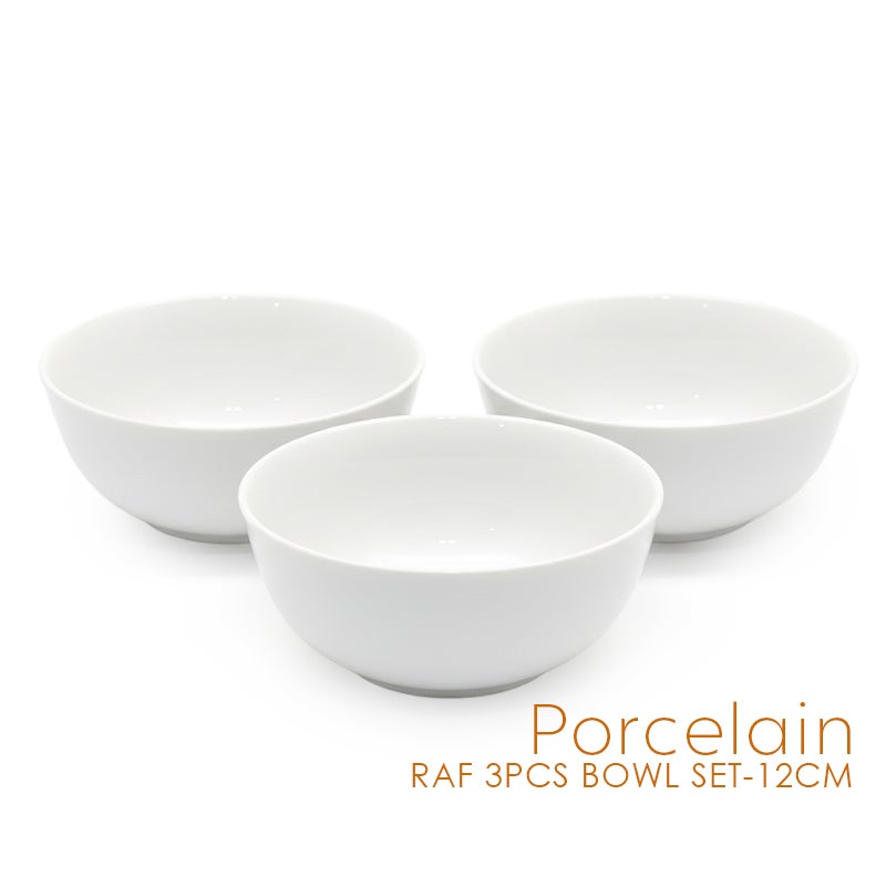 Shallow RAF 3PCS Porcelain Bowl Set – 12cm White Snack & Serving Bowls for Daily Use, Ramadan, Eid, Diwali & Festive Hosting - Image 5