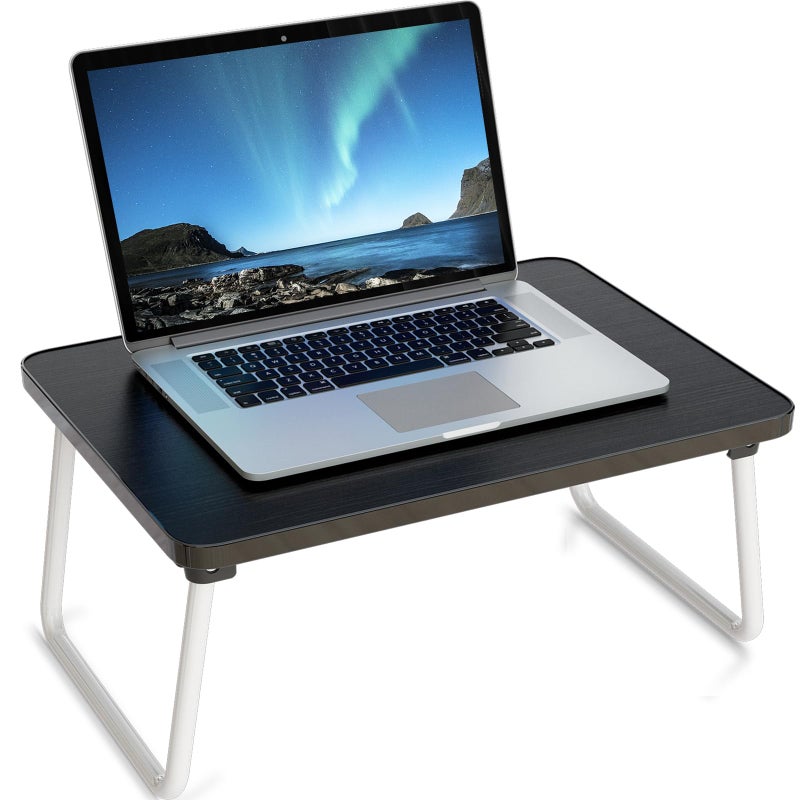 Youpehom Foldable Lap Desks Laptop Tray for Bed or Couch,Portable Breakfast Serving Tray with Folding Legs,Lightweight Mini Table, Laptop Stand for Working, Reading and Writing,Black - Image 1