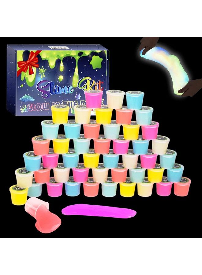 d'Alba 48 Pack Galaxy Slime Glow In The Dark Slime Kit Party Favors For Girls And Boys Non Sticky Super Soft Wet Stress Relief Putty Toys. - Image 1