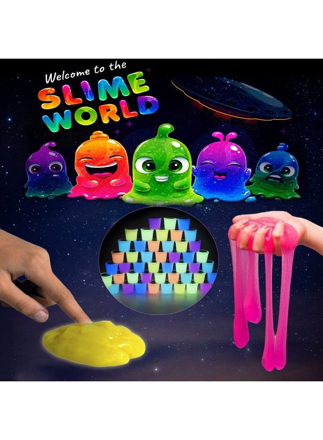 d'Alba 48 Pack Galaxy Slime Glow In The Dark Slime Kit Party Favors For Girls And Boys Non Sticky Super Soft Wet Stress Relief Putty Toys. - Image 3