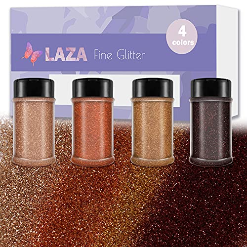 Laza Autumn Ultra Fine Glitter Powder 4 Colors 320ml Craft Glitter Copper Brown PET Extra Fine Glitter for Leaf Resin Nail Arts Epoxy Tumbler Decoration Wedding Card Scrapbooking Late Autumn - Image 1