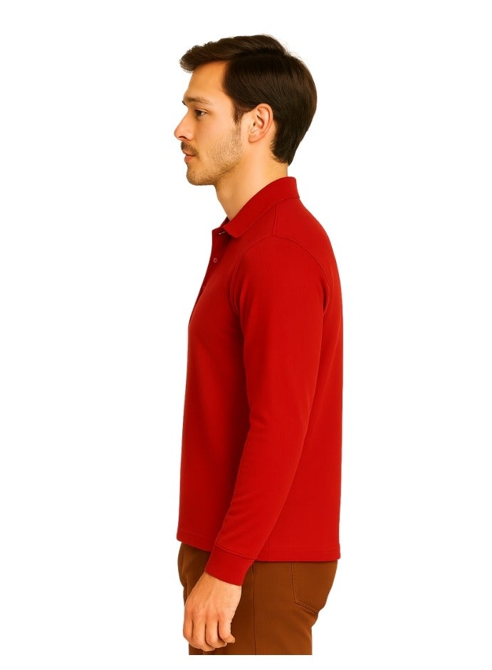 برينت شوب فور مي 10 قطع تيشيرت بولو رجالي بأكمام طويلة 220 جرام في المتر المربع من القطن الخالص الألوان الأساسية - Image 4