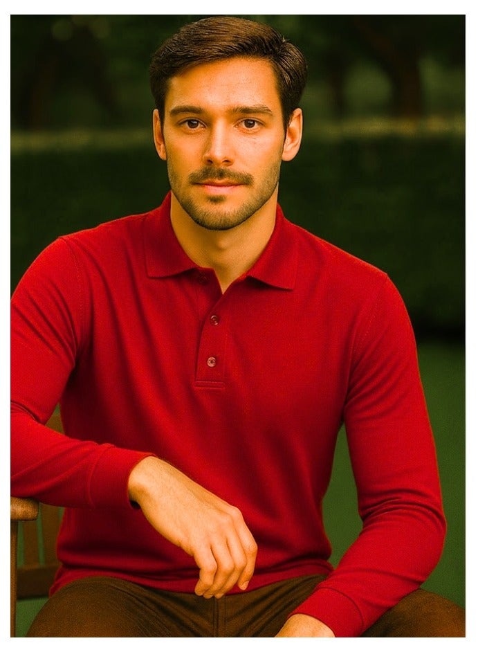 برينت شوب فور مي 10 قطع تيشيرت بولو رجالي بأكمام طويلة 220 جرام في المتر المربع من القطن الخالص الألوان الأساسية - Image 5