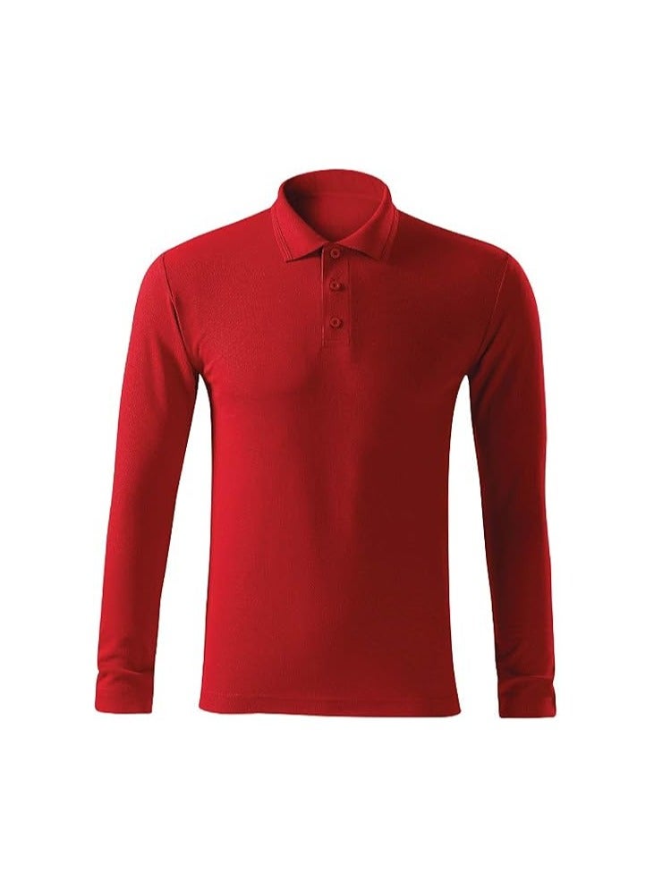 PRINTSHOP4ME 10Pcs Men's LONG SLEEVE POLO T-Shirt 220 GSM Pure Cotton Basic Colors  - Image 2