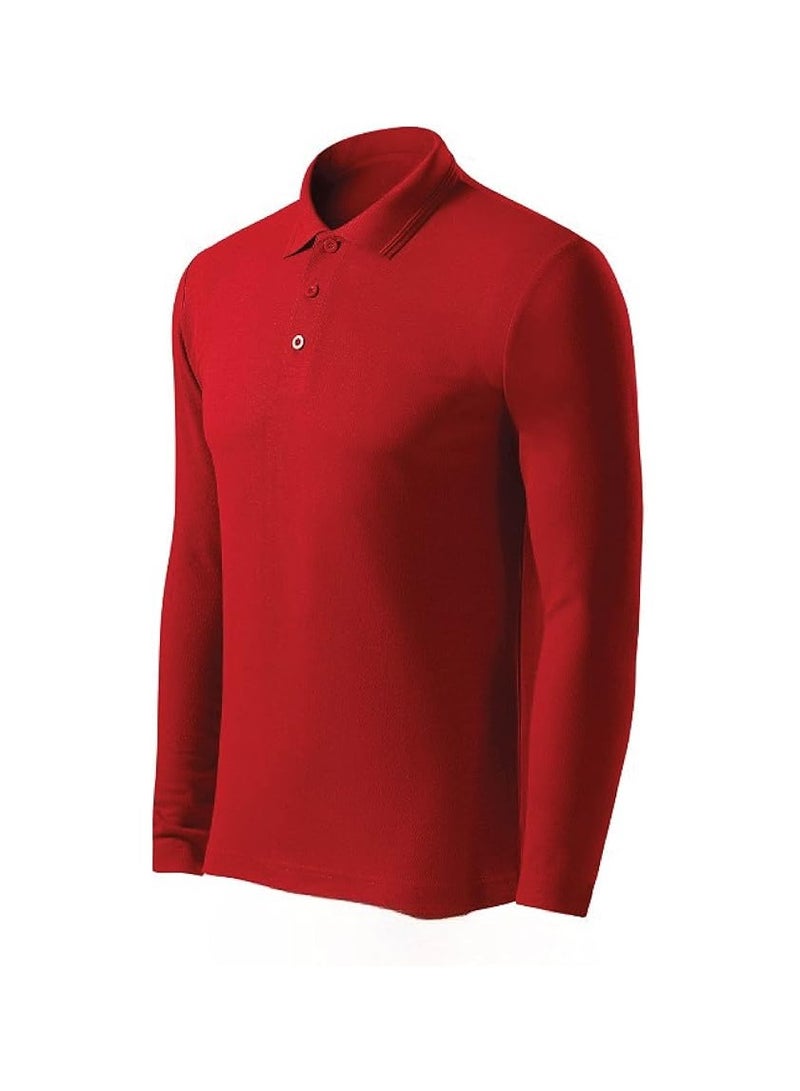 PRINTSHOP4ME 10Pcs Men's LONG SLEEVE POLO T-Shirt 220 GSM Pure Cotton Basic Colors  - Image 3