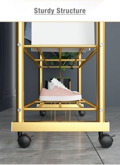 Merry Moments Modern Clothes Rack Garment Rack Clothing Rack Clothes Hangers Freestanding for Home Hotel Retail Metal Multi-shelf with Wheel Gold Colour H168xL120xW34 cm  - Image 5