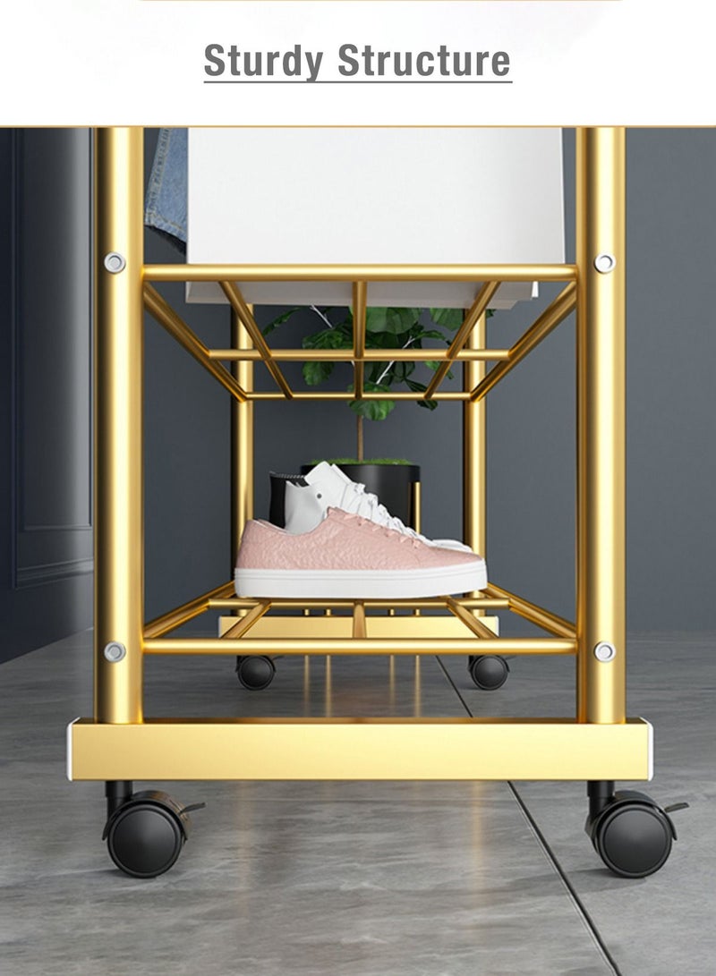 Merry Moments Modern Clothes Rack Garment Rack Clothing Rack Clothes Hangers Freestanding for Home Hotel Retail Metal Multi-shelf with Wheel Gold Colour H168xL120xW34 cm - Image 5