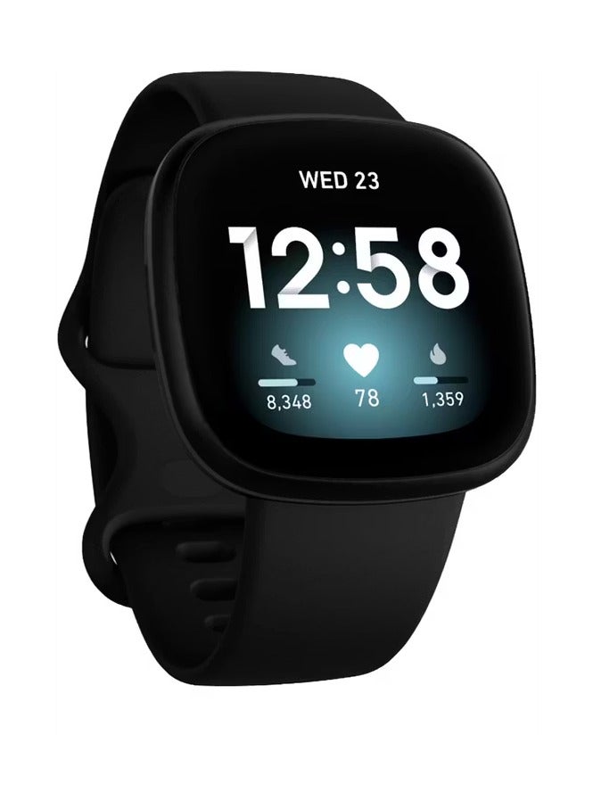 devia Deluxe Series Sport Silicone Watch Band for Fitbit Versa 3 / Watch Strap / band / Easy Adjustment- Black - Image 2